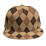 Brown Argyle Pattern Print Snapback Cap