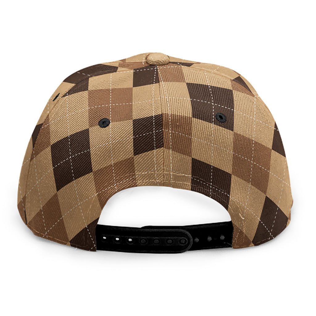 Brown Argyle Pattern Print Snapback Cap
