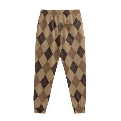 Brown Argyle Pattern Print Sweatpants