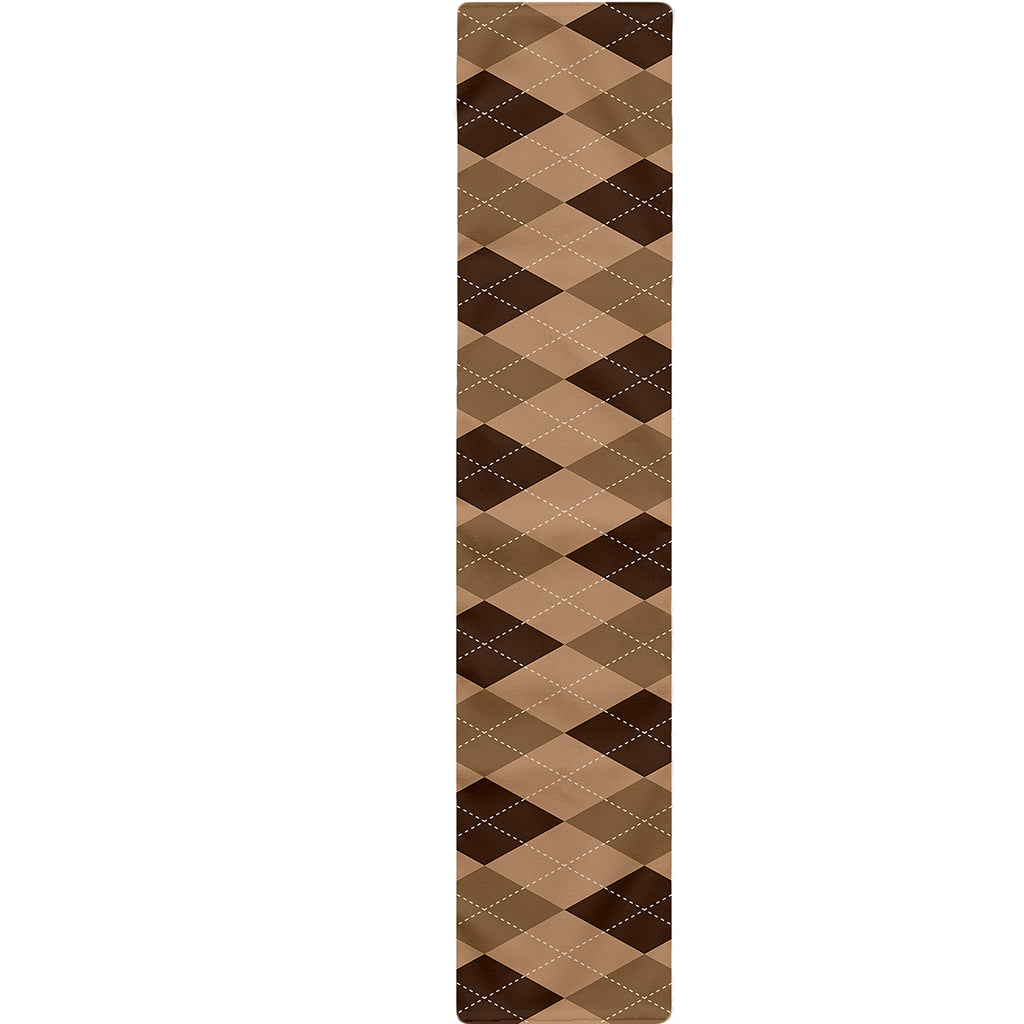 Brown Argyle Pattern Print Table Runner