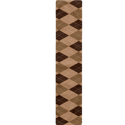 Brown Argyle Pattern Print Table Runner