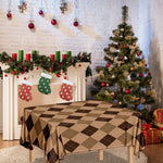 Brown Argyle Pattern Print Tablecloth