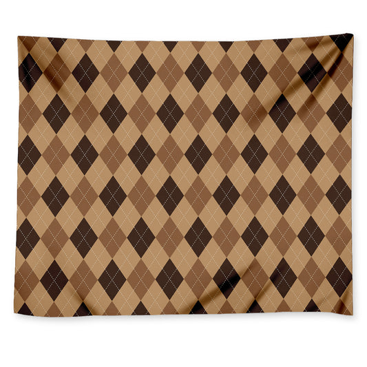 Brown Argyle Pattern Print Tapestry