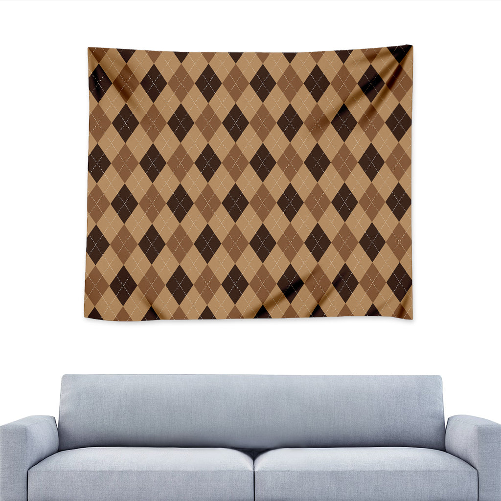 Brown Argyle Pattern Print Tapestry