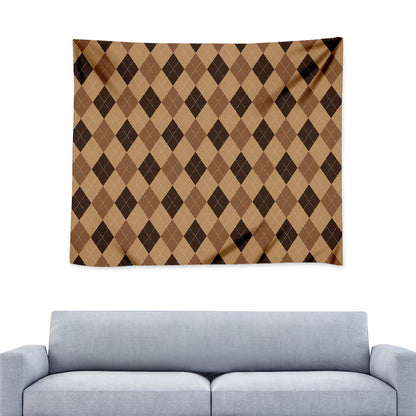 Brown Argyle Pattern Print Tapestry