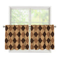 Brown Argyle Pattern Print Tier Curtains