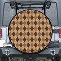 Brown Argyle Pattern Print Tire Cover