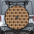 Brown Argyle Pattern Print Tire Cover With Camera Hole