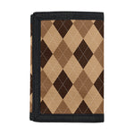 Brown Argyle Pattern Print Trifold Wallet