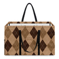 Brown Argyle Pattern Print Utility Tote Bag