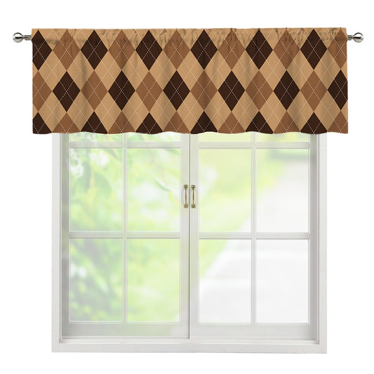 Brown Argyle Pattern Print Window Valance