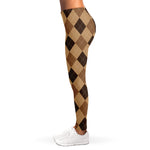 Brown Argyle Pattern Print Women's Leggings