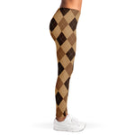 Brown Argyle Pattern Print Women's Leggings