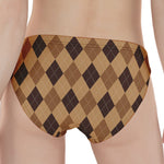 Brown Argyle Pattern Print Women's Panties