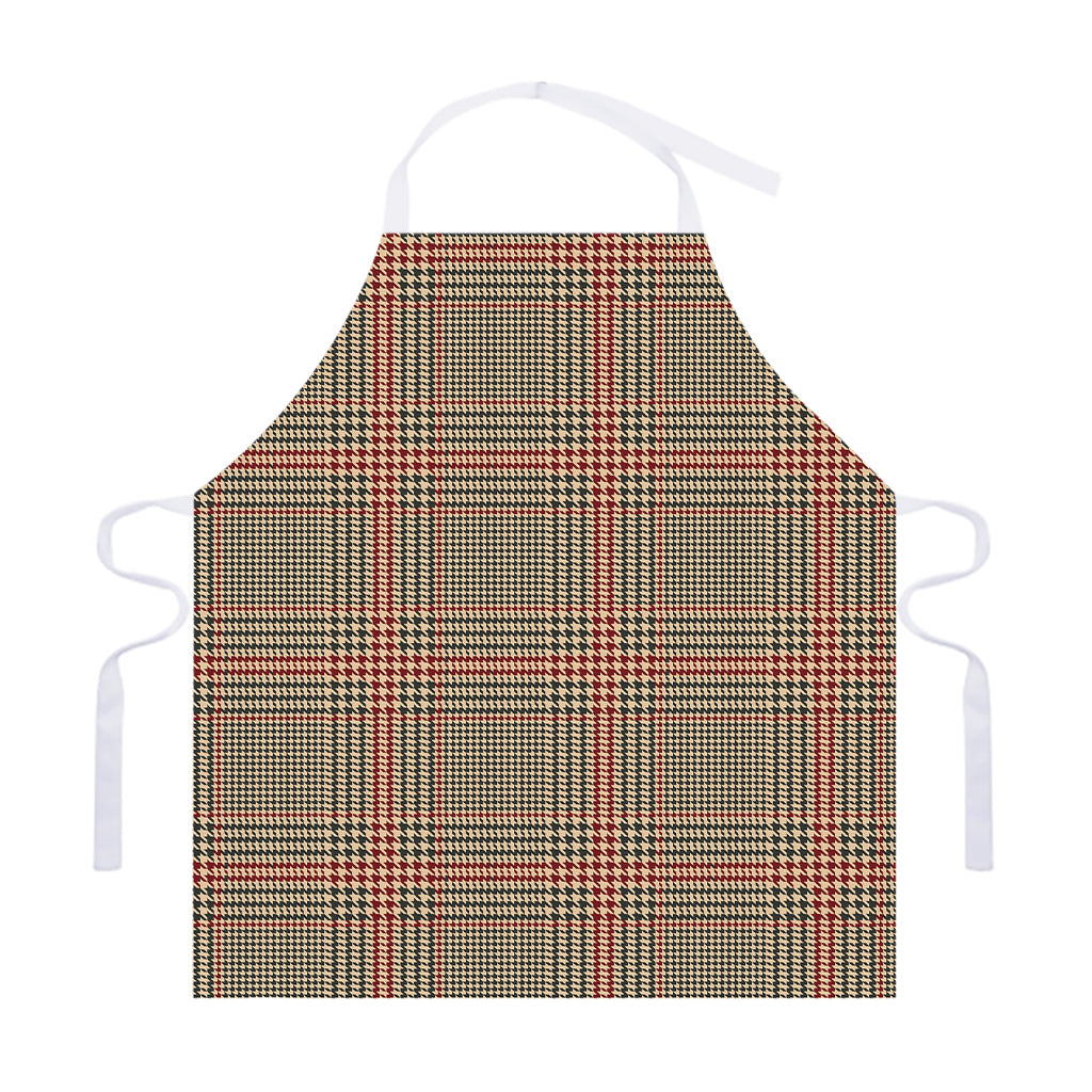 Brown Beige And Red Glen Plaid Print Adjustable Apron