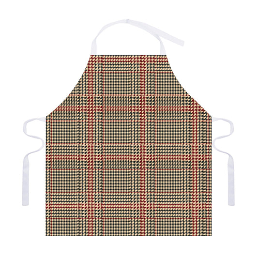 Brown Beige And Red Glen Plaid Print Adjustable Apron