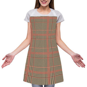 Brown Beige And Red Glen Plaid Print Adjustable Apron