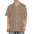 Brown Beige And Red Glen Plaid Print Aloha Shirt