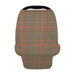 Brown Beige And Red Glen Plaid Print Baby Seat Cover
