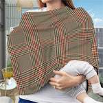 Brown Beige And Red Glen Plaid Print Baby Seat Cover