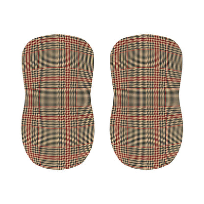 Brown Beige And Red Glen Plaid Print Bar Stool Covers