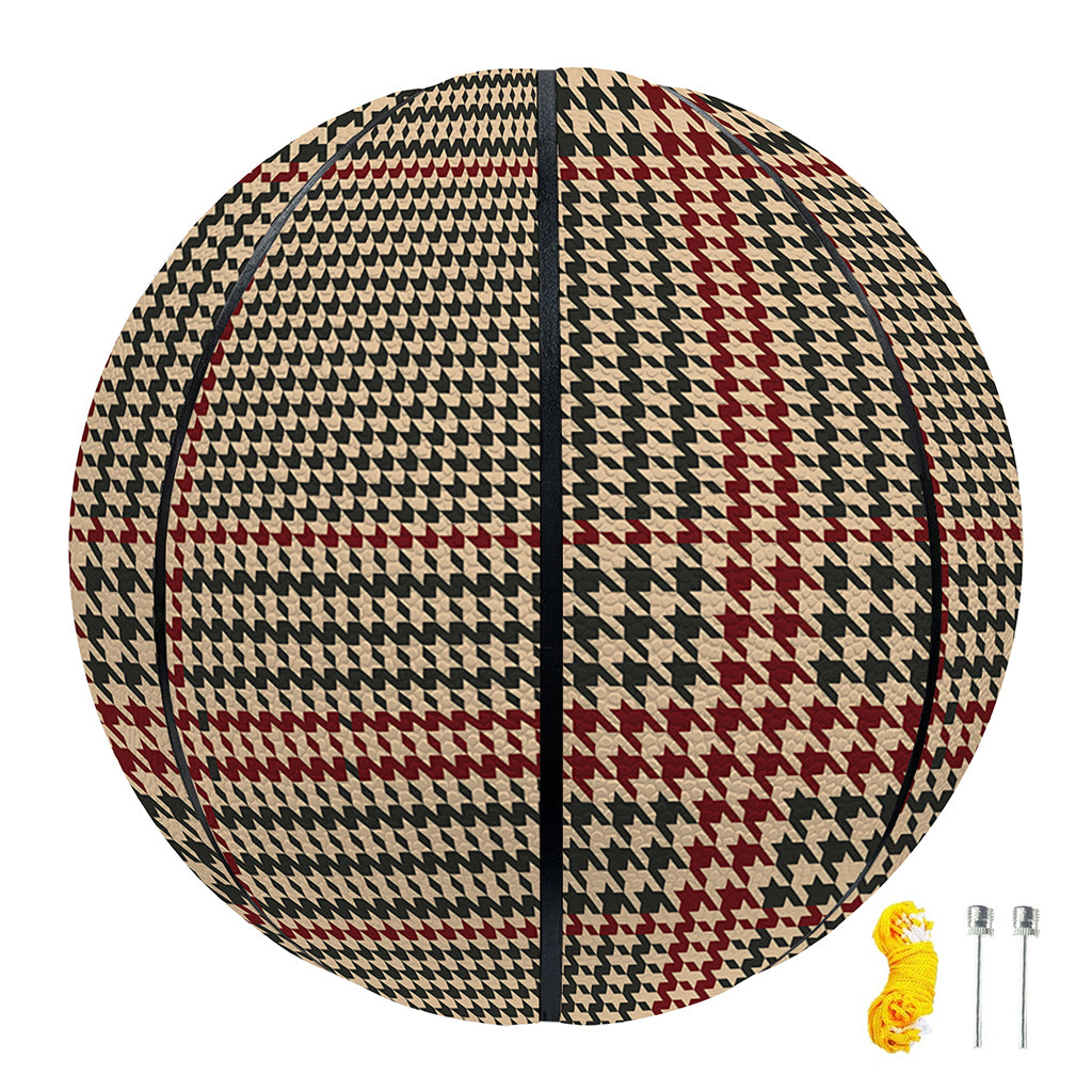 Brown Beige And Red Glen Plaid Print Basketball