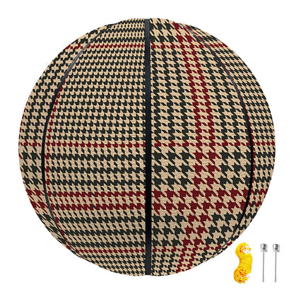 Brown Beige And Red Glen Plaid Print Basketball