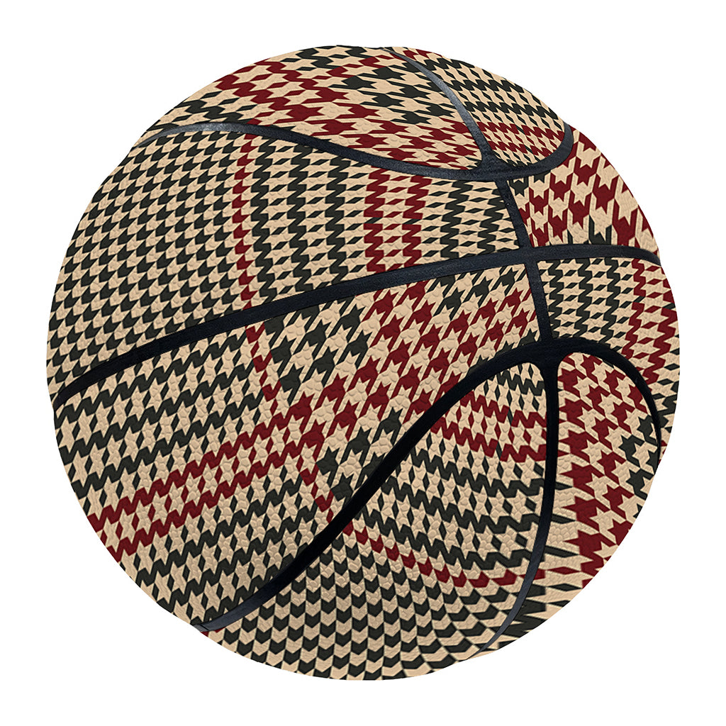 Brown Beige And Red Glen Plaid Print Basketball