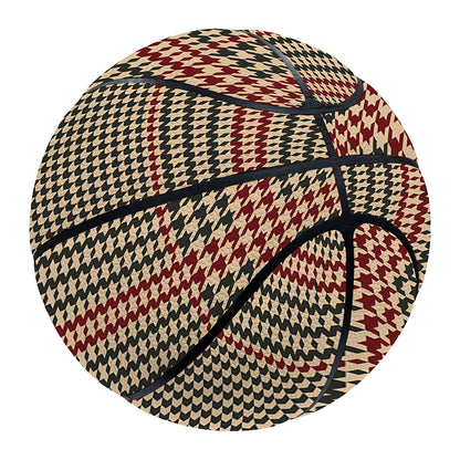 Brown Beige And Red Glen Plaid Print Basketball