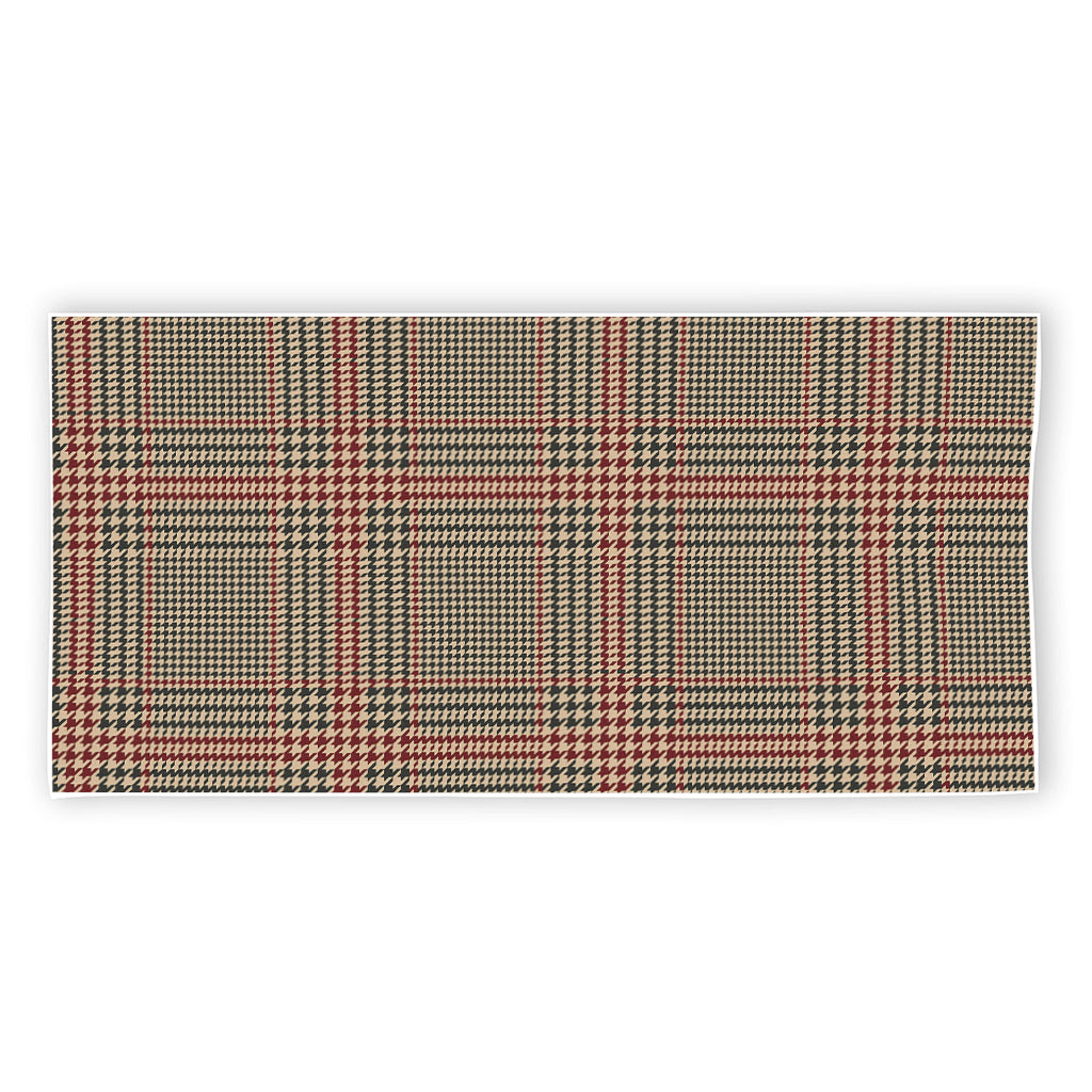 Brown Beige And Red Glen Plaid Print Beach Towel