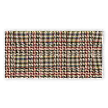 Brown Beige And Red Glen Plaid Print Beach Towel