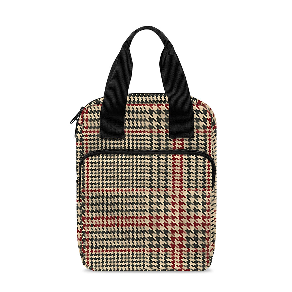 Brown Beige And Red Glen Plaid Print Bible Tote Bag