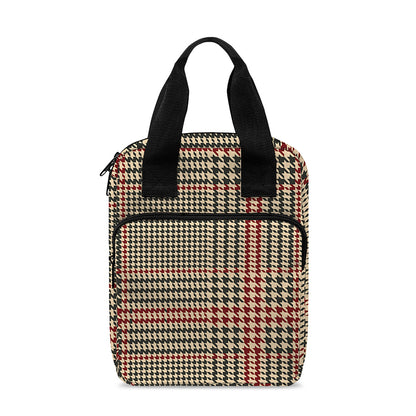 Brown Beige And Red Glen Plaid Print Bible Tote Bag