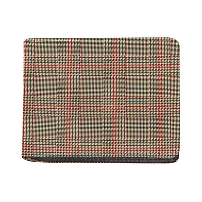 Brown Beige And Red Glen Plaid Print Bifold Wallet