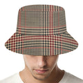 Brown Beige And Red Glen Plaid Print Bucket Hat