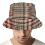 Brown Beige And Red Glen Plaid Print Bucket Hat