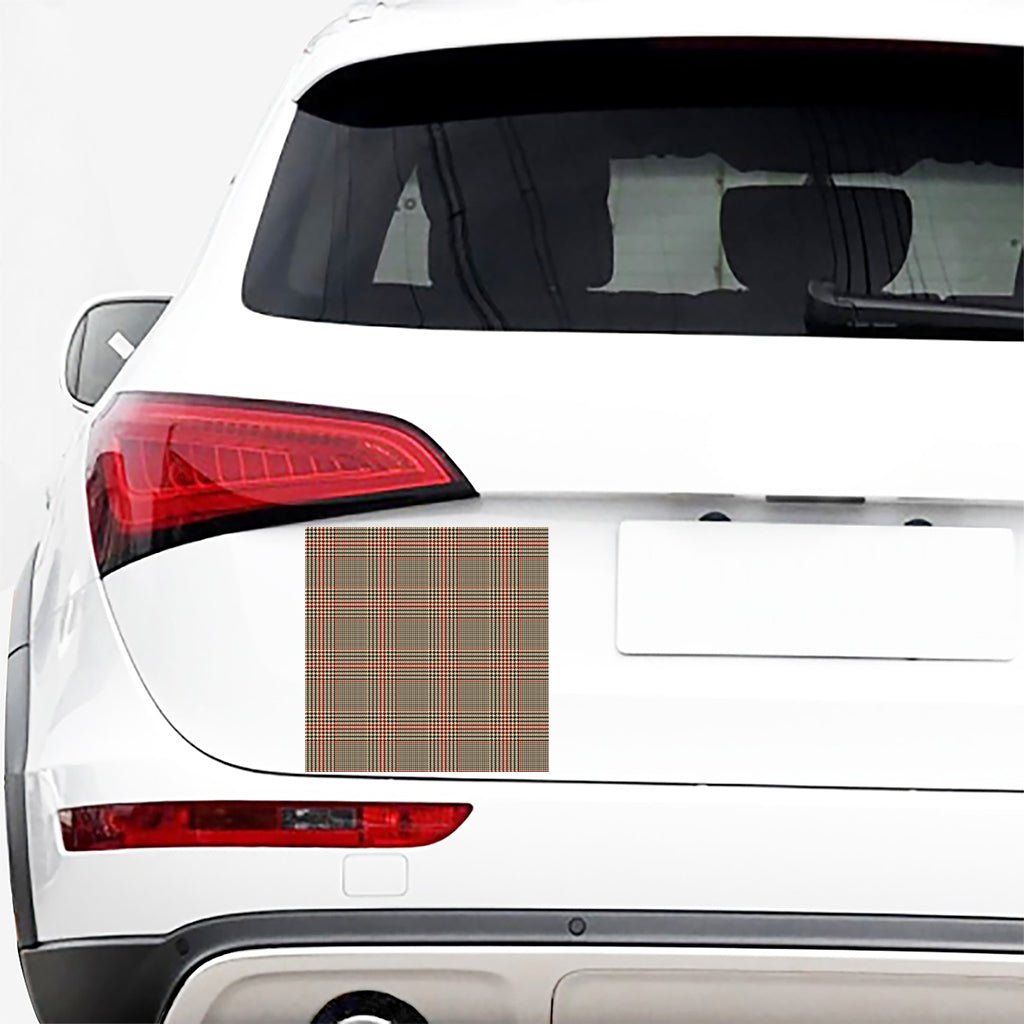 Brown Beige And Red Glen Plaid Print Car Sticker