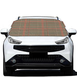 Brown Beige And Red Glen Plaid Print Car Windshield Snow Cover