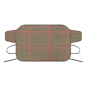 Brown Beige And Red Glen Plaid Print Car Windshield Snow Cover