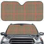 Brown Beige And Red Glen Plaid Print Car Windshield Sun Shade