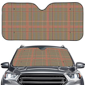 Brown Beige And Red Glen Plaid Print Car Windshield Sun Shade