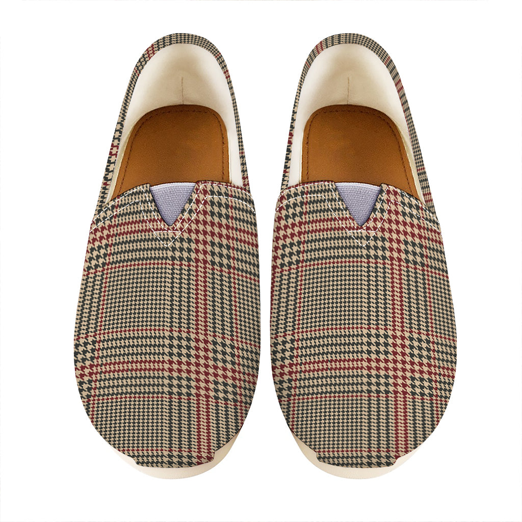 Brown Beige And Red Glen Plaid Print Casual Shoes