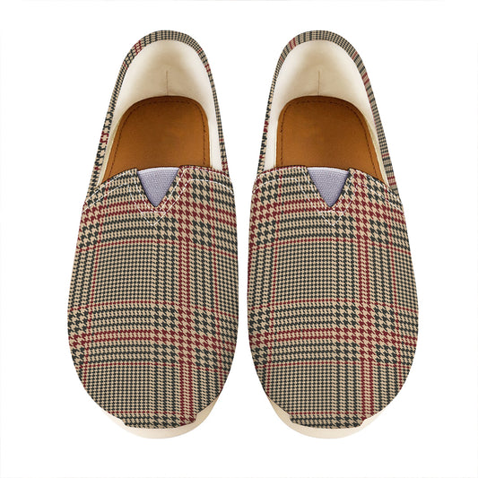 Brown Beige And Red Glen Plaid Print Casual Shoes