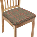 Brown Beige And Red Glen Plaid Print Chair Cushion Cover