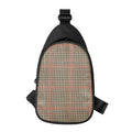Brown Beige And Red Glen Plaid Print Sling Bag