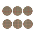 Brown Beige And Red Glen Plaid Print Coaster Set