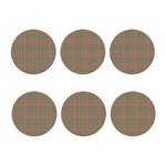 Brown Beige And Red Glen Plaid Print Coaster Set