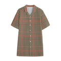 Brown Beige And Red Glen Plaid Print Cotton Hawaiian Shirt