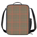 Brown Beige And Red Glen Plaid Print Crossbody Lunch Bag