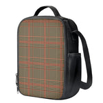 Brown Beige And Red Glen Plaid Print Crossbody Lunch Bag